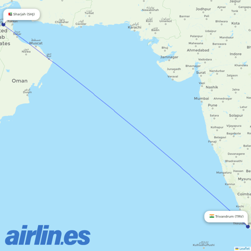 Air Arabia at TRV route map