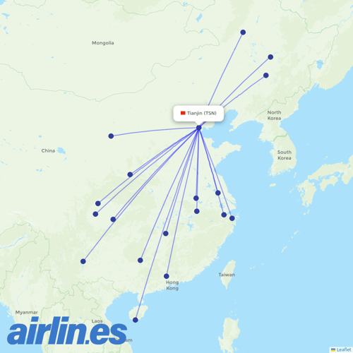 Okay Airways at TSN route map