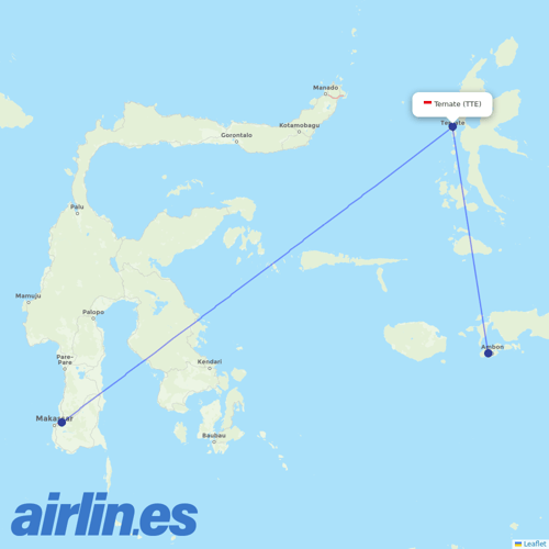 Sriwijaya Air at TTE route map