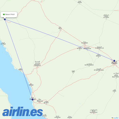 Saudia at TUU route map