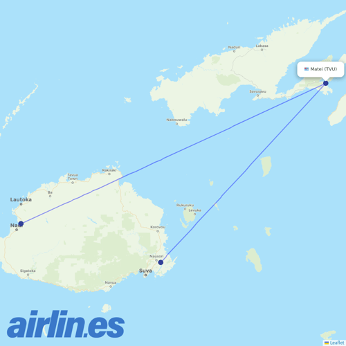Fiji Airways at TVU route map