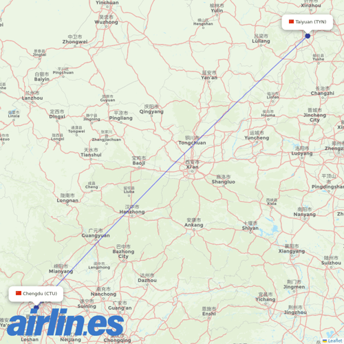 Tibet Airlines at TYN route map