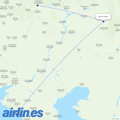 Pegas Fly at UFA route map