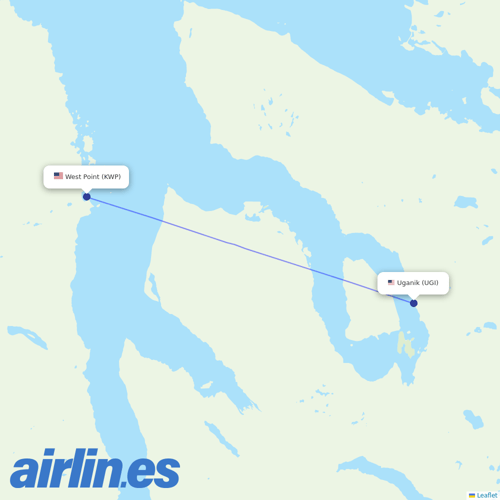 Island Air Service at UGI route map