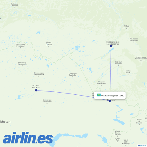Qazaq Air at UKK route map