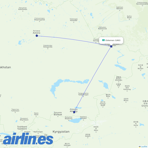 Air Astana at UKK route map