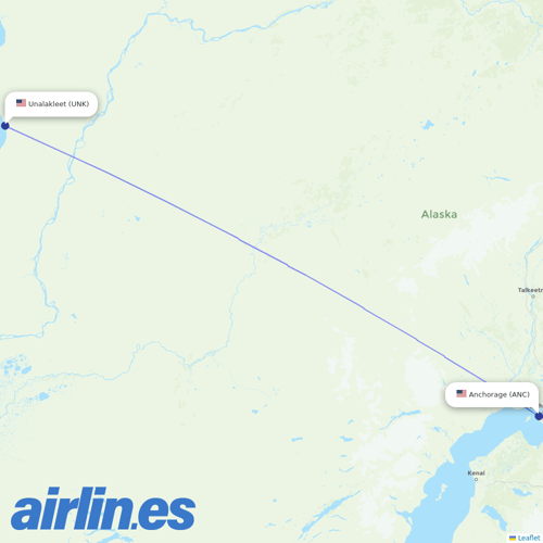 Ravn Alaska at UNK route map