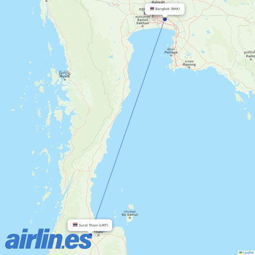 Thai Vietjet Air at URT route map