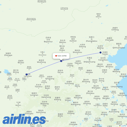 China United Airlines at UYN route map