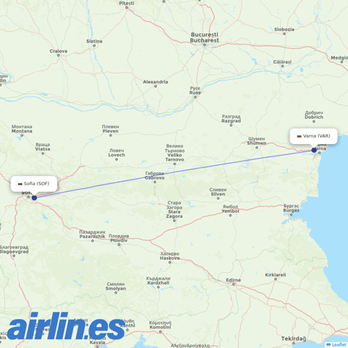 Bulgaria Air at VAR route map