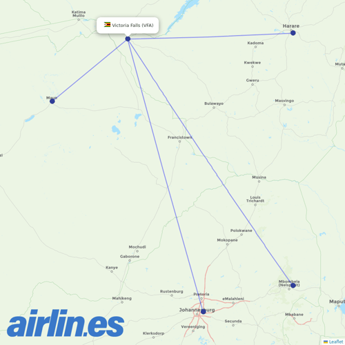 Fastjet at VFA route map