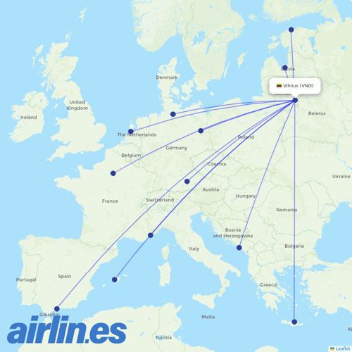 Air Baltic at VNO route map