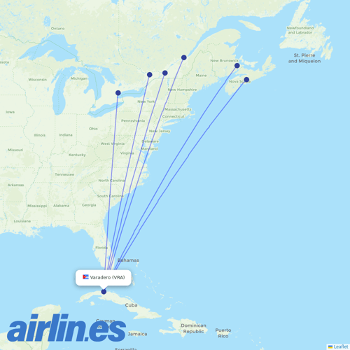 Air Transat at VRA route map