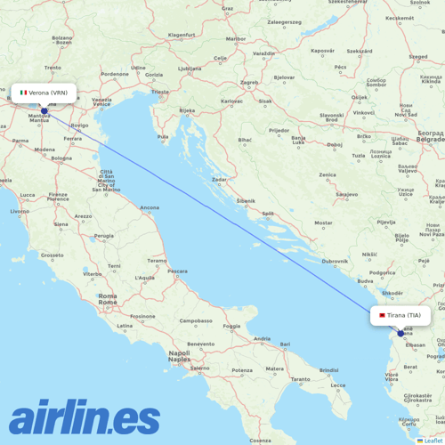 Air Albania at VRN route map