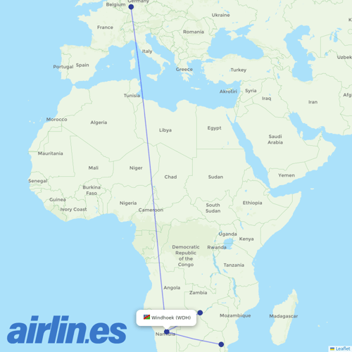 Airbus Transport International at WDH route map