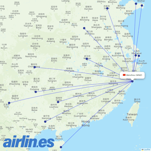 Shanghai Airlines at WNZ route map