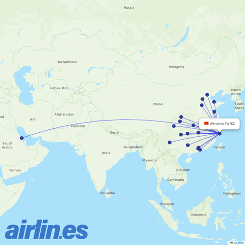 China United Airlines at WNZ route map