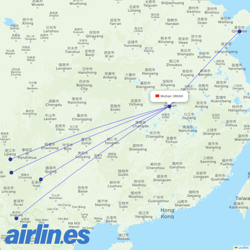 Lucky Air at WUH route map