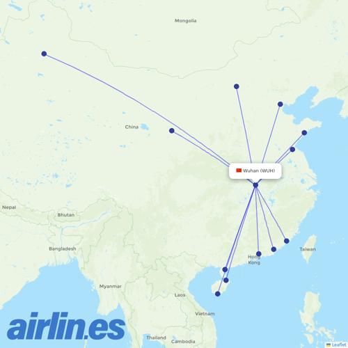 Tianjin Airlines at WUH route map