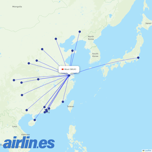 Shenzhen Airlines at WUX route map