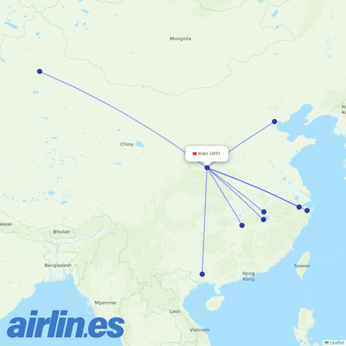 Okay Airways at XIY route map