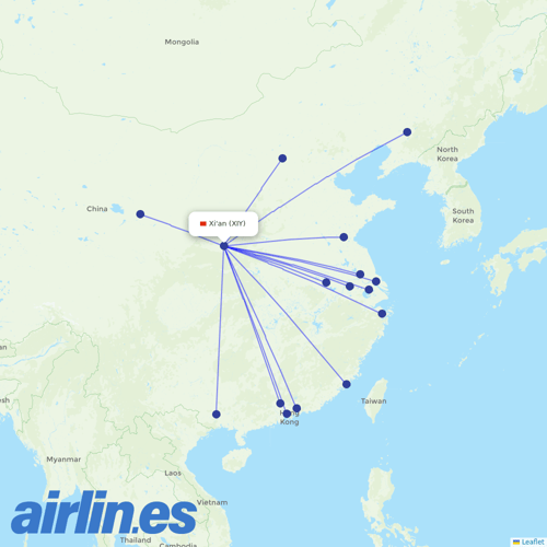 Shenzhen Airlines at XIY route map
