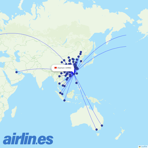 Xiamen Airlines at XMN route map