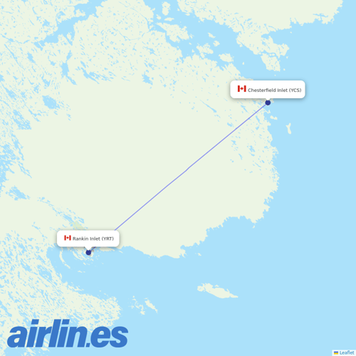 Calm Air International at YCS route map
