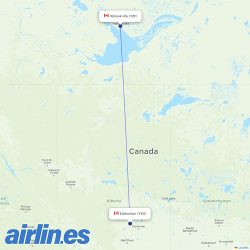 Canadian North at YEG route map