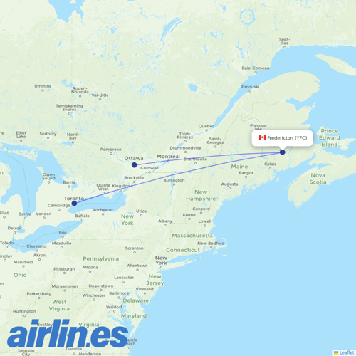 Porter Airlines at YFC route map