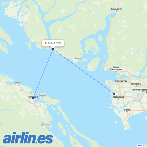 Harbour Air at YHS route map