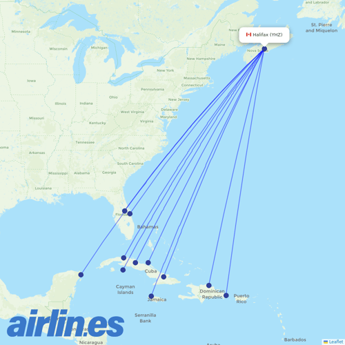 Sunwing Airlines at YHZ route map
