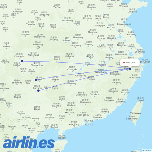 Colorful GuiZhou Airlines at YIW route map