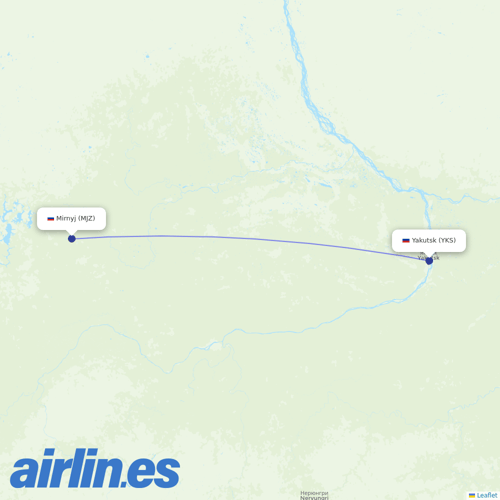 Alrosa Air at YKS route map