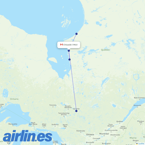 Air Creebec at YKU route map
