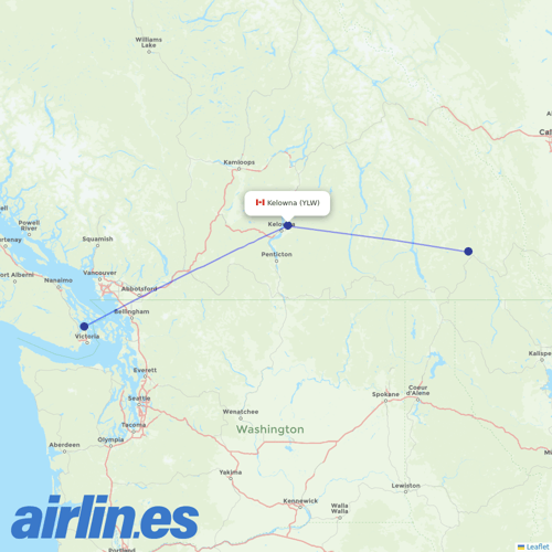 Pacific Coastal Airlines at YLW route map