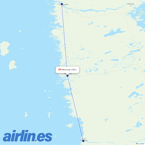 Air Creebec at YNC route map