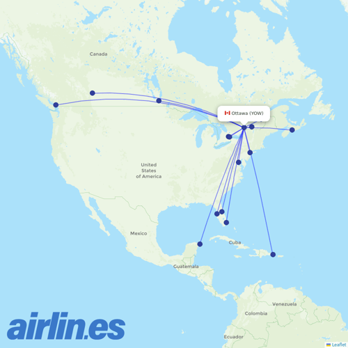 Air Canada at YOW route map