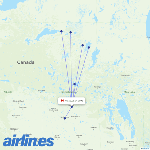 Transwest Air at YPA route map
