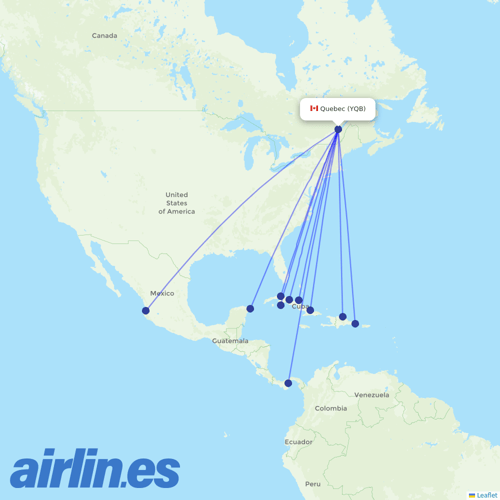 Sunwing Airlines at YQB route map