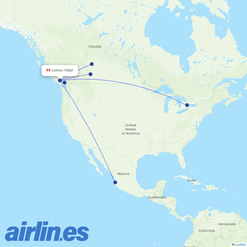 WestJet at YQQ route map
