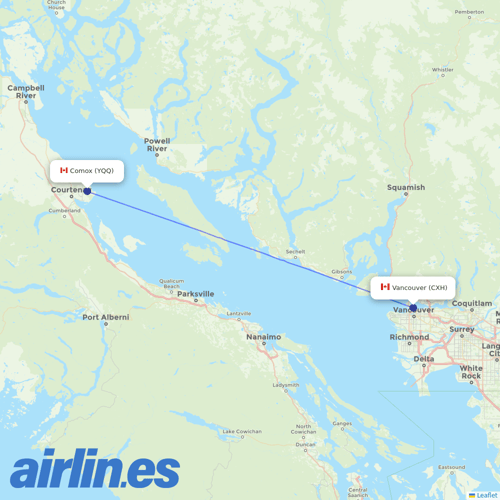Harbour Air at YQQ route map