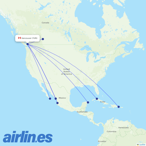 Sunwing Airlines at YVR route map