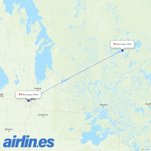 Bearskin Airlines at YWG route map