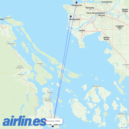 Harbour Air at YWH route map