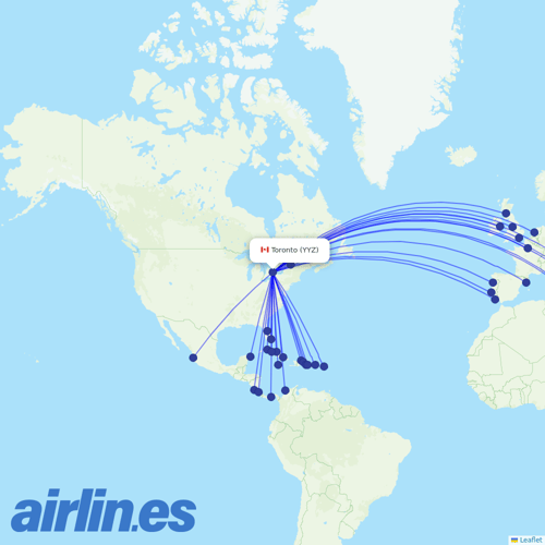 Air Transat at YYZ route map
