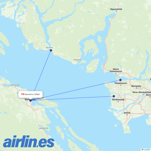 Harbour Air at ZNA route map