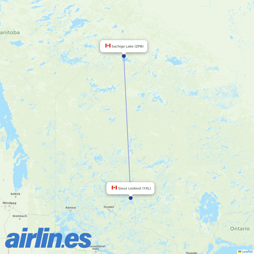 Bearskin Airlines at ZPB route map