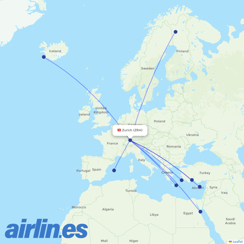 TAB at ZRH route map