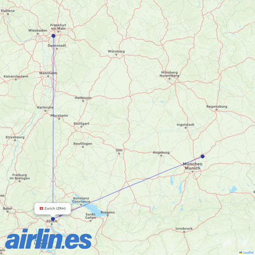 Lufthansa at ZRH route map